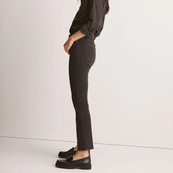 Madewell Tall Kick Out Crop Flare Magic Pockets Jeans Pant Starkey Wash Dark 26T - Picture 4 of 9